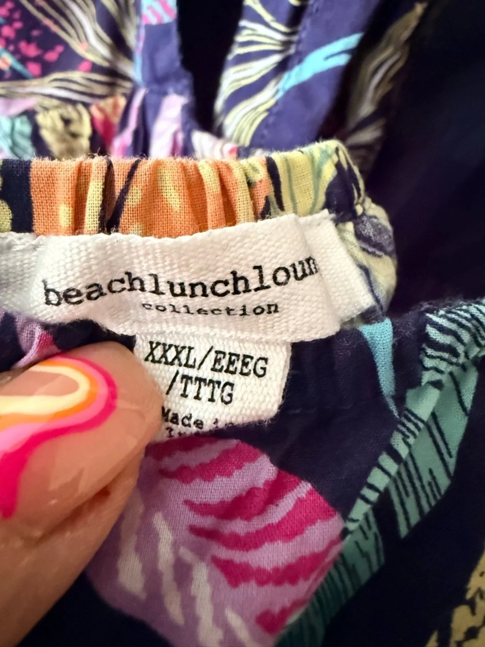 beachlunchlounge Navy Tropical Leaf Print Dress, Open Back, XXXL - Picture 2 of 3